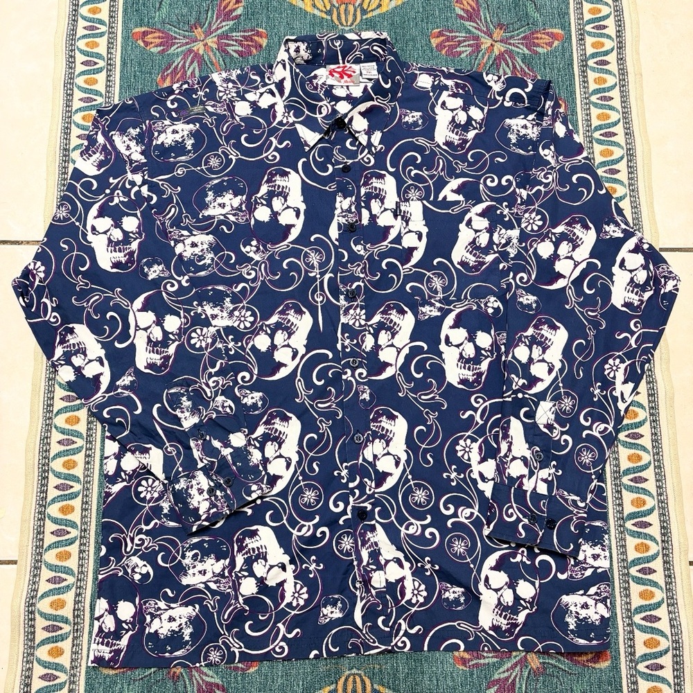Y2K AK:CESS Skull AOP Button Up Shirt